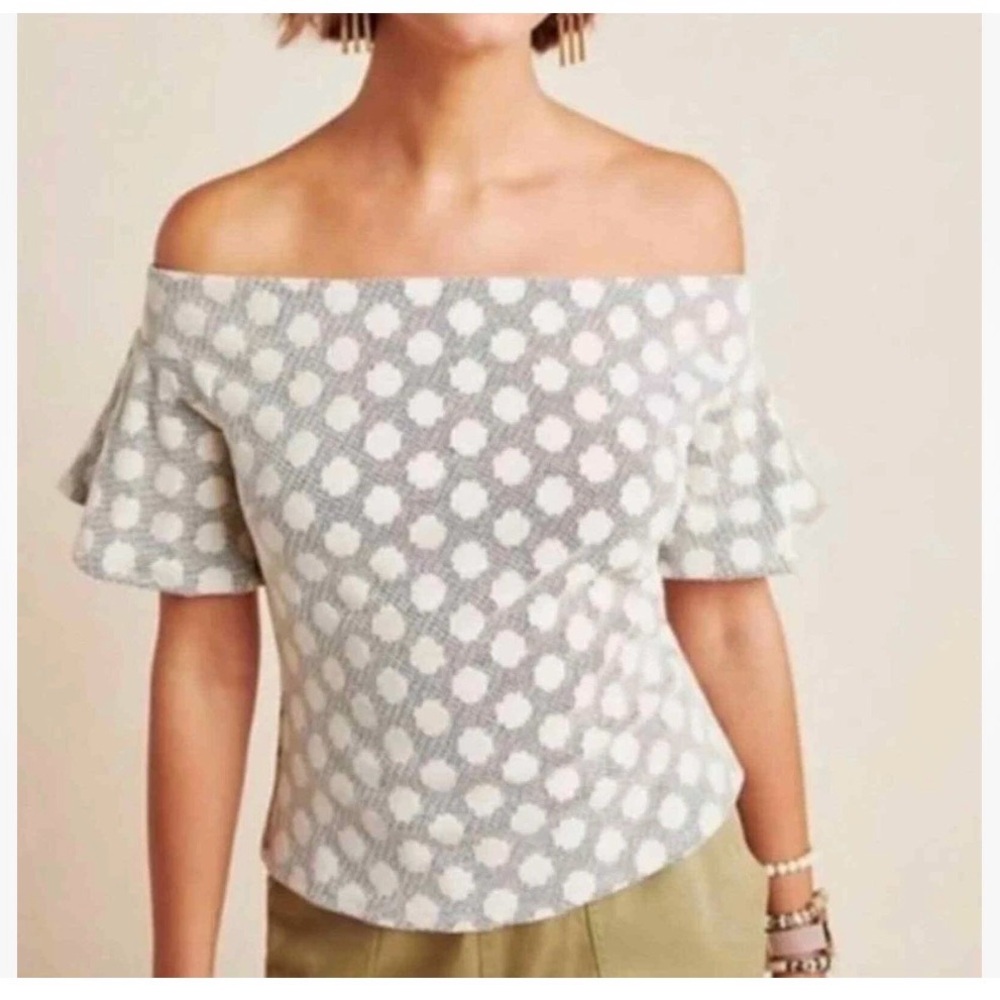 Anthropologie eri + ali XS polka dot off shoulder top